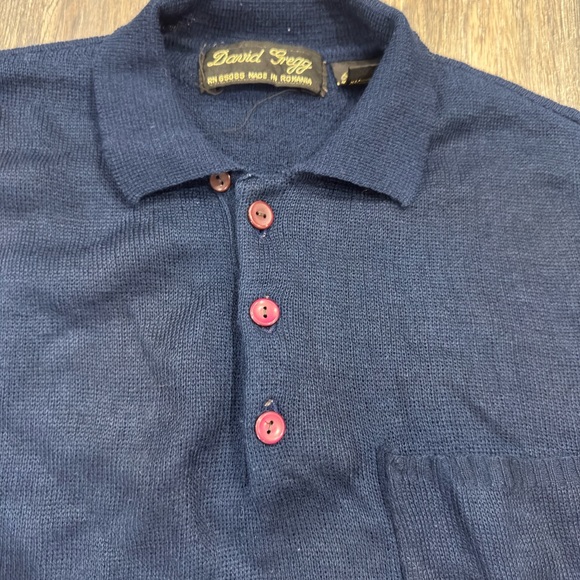 VTG David Gregg Button Neck Sweater Navy Blue (Medium) - Picture 5 of 10